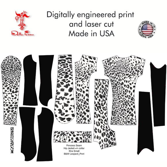 Della Penna Fashion Art Couture jacket _ Black and White Leopard Print - Picture 7 of 8